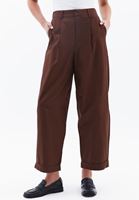 Bayan Kahverengi Yüksek Bel Balon Pantolon