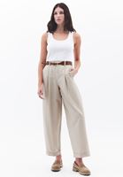 Bayan Bej Yüksek Bel Balon Pantolon