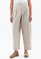 Bayan Bej Yüksek Bel Balon Pantolon