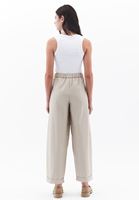 Bayan Bej Yüksek Bel Balon Pantolon