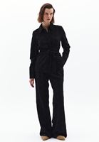 Women Black Cotton Blended Embroidered Shirt