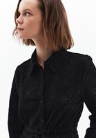 Women Black Cotton Blended Embroidered Shirt