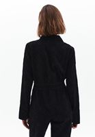 Women Black Cotton Blended Embroidered Shirt