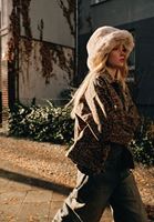 Bayan Kahverengi Leopar Desenli Oversize Ceket