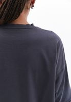 Bayan Gri Kol Detaylı Oversize Tişört