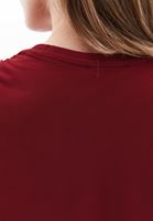 Bayan Bordo Tül Detaylı Oversize Tişört