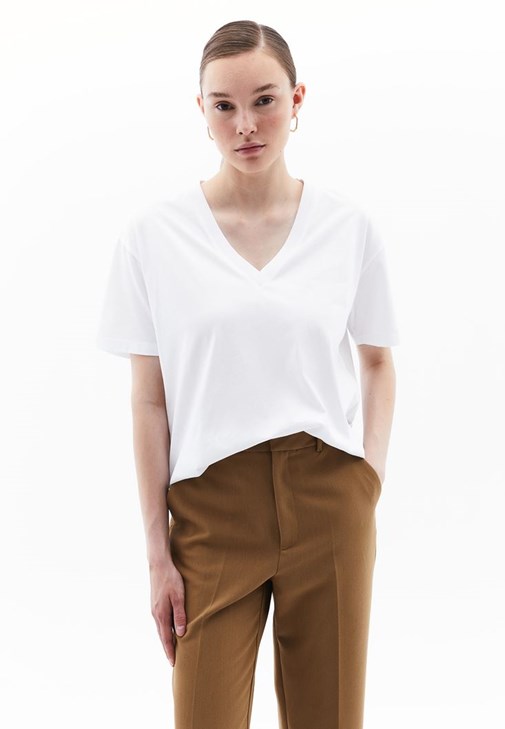 Beyaz Pamuklu Oversize Tişört