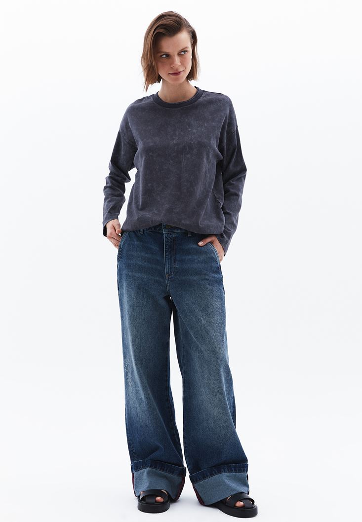Women Grey Washed Oversize Tshirt