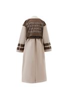 Bayan Bej Oversize Baskı Detaylı Trençkot