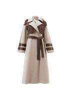 Bayan Bej Oversize Baskı Detaylı Trençkot