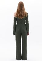 Bayan Haki Yüksek Bel Straight-Fit Pantolon