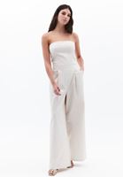 Bayan Krem Straplez Wide-Leg Tulum