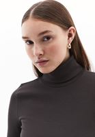 Bayan Kahverengi Kalın Pamuklu Roll Neck