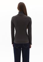 Bayan Kahverengi Kalın Pamuklu Roll Neck