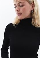 Bayan Siyah Kalın Pamuklu Roll Neck