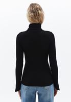 Bayan Siyah Kalın Pamuklu Roll Neck
