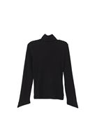 Bayan Siyah Kalın Pamuklu Roll Neck