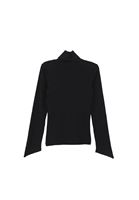 Bayan Siyah Kalın Pamuklu Roll Neck