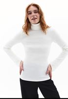 Bayan Krem Kalın Pamuklu Roll Neck