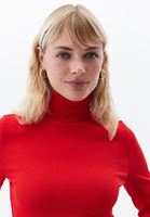 Bayan Kırmızı Kalın Pamuklu Roll Neck