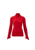 Bayan Kırmızı Kalın Pamuklu Roll Neck