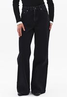 Bayan Siyah Yüksek Bel Wide-Leg Pantolon