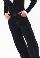 Bayan Siyah Yüksek Bel Wide-Leg Pantolon