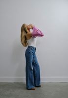 Bayan Mavi Yüksek Bel Wide-Leg Pantolon