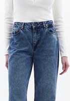 Bayan Mavi Yüksek Bel Wide-Leg Pantolon