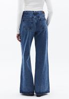 Bayan Mavi Yüksek Bel Wide-Leg Pantolon