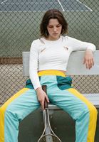 Bayan Krem Cut-Out Detaylı Crop Tişört