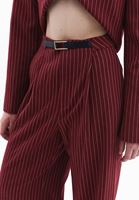 Bayan Kırmızı Kemerli Wide-Leg Pantolon