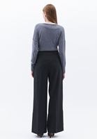 Bayan Çok Renkli Çizgili Wide-Leg Pantolon