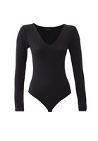 Bayan Siyah V Yaka Bodysuit