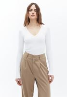 Bayan Krem V Yaka Bodysuit