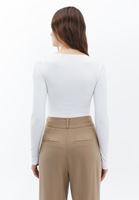 Bayan Krem V Yaka Bodysuit