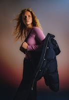 Bayan Lacivert Kapitoneli Puf Mont