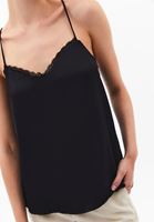 Bayan Siyah İnce Askılı Dantelli Atlet