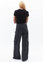 Women Grey Ultra High Rise Cargo Denim Pants