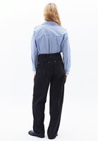 Bayan Siyah Ultra Yüksek Bel Barrel-Fit Pantolon