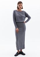 Women Charcoal Grey Soft Touch Boat Neck Sweater