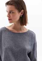 Women Charcoal Grey Soft Touch Boat Neck Sweater