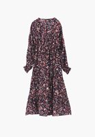 Bayan Çok Renkli Kruvaze Yaka Uzun Elbise