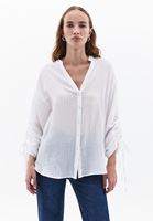 Bayan Beyaz Pamuklu Oversize Gömlek
