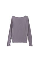 Bayan Gri Yün Karışımlı Bot Yaka Tişört