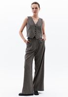 Bayan Kahverengi Yün Karışımlı Wide-Leg Pantolon