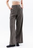 Bayan Kahverengi Yün Karışımlı Wide-Leg Pantolon