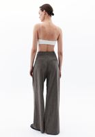 Bayan Kahverengi Yün Karışımlı Wide-Leg Pantolon