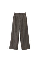 Bayan Kahverengi Yün Karışımlı Wide-Leg Pantolon