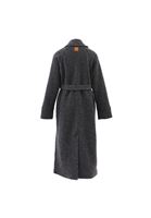 Women Charcoal Grey Wool Blended Coat with Belt Detail